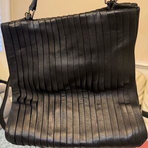 DKNY Black Pleated Leather Shoulder and Crossbody Bag